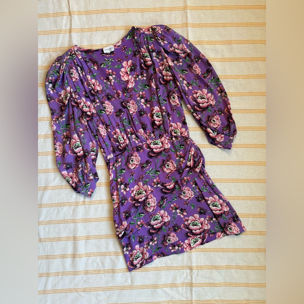 Magda Butrym purple floral silk mini dress size 36